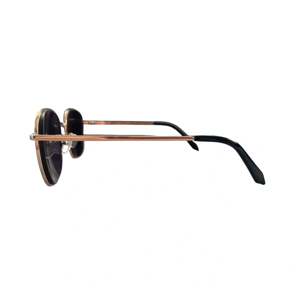 Quay Jezabell Gold Round Metal Frame Sunglasses with Smoke Polarized Lenses